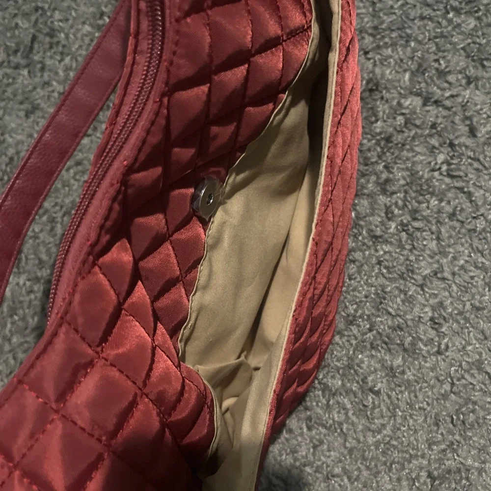 Julia Buxton Quilted Hobo With Chain Strap Oxblood Burgundy Purse